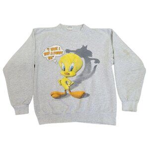Vintage Santee Size Large Sweatshirt 80s Tweety Bird Big Print 1983 *FLAW*